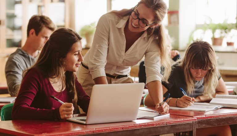 Teacher happy to help student